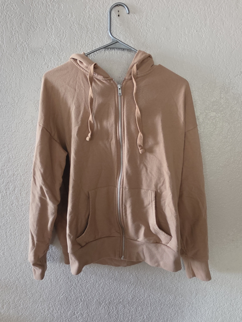 Womans Zip-Up Hoodie Sweatshirt - Taupe L
